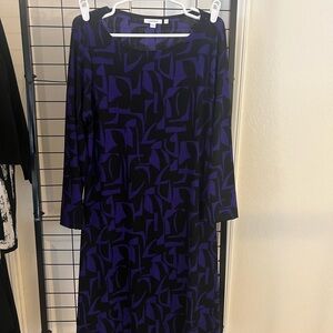 Chico's Long Sleeve Dress in Purple and Black sz large (2) Chicos 12/14